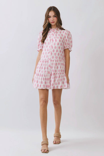 Floral Print Puff Sleeve Mini Dress