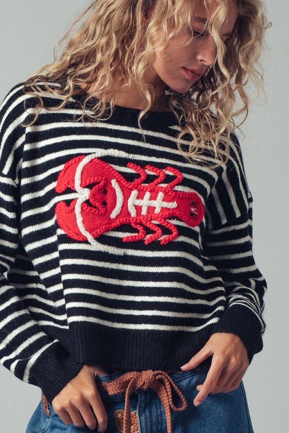 Embroidered Red Lobster Sweater
