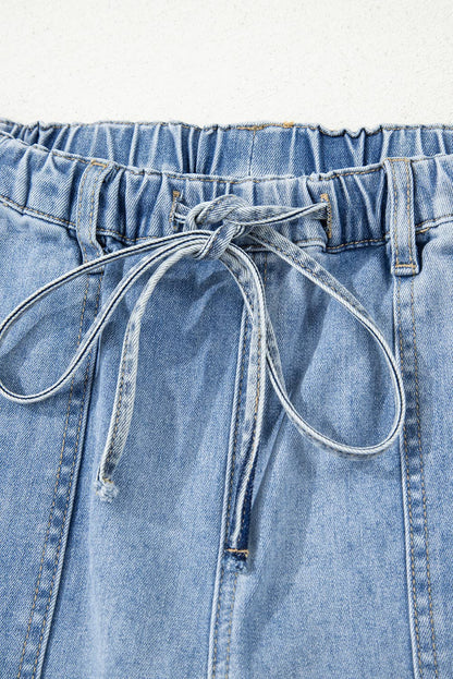 Drawstring Seam Detail Raw Hem WL