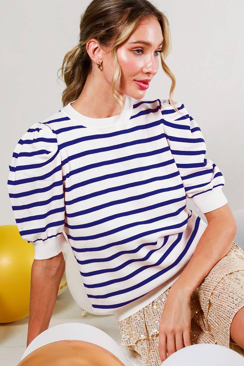 Crew Neck Puff Sleeve Sweater