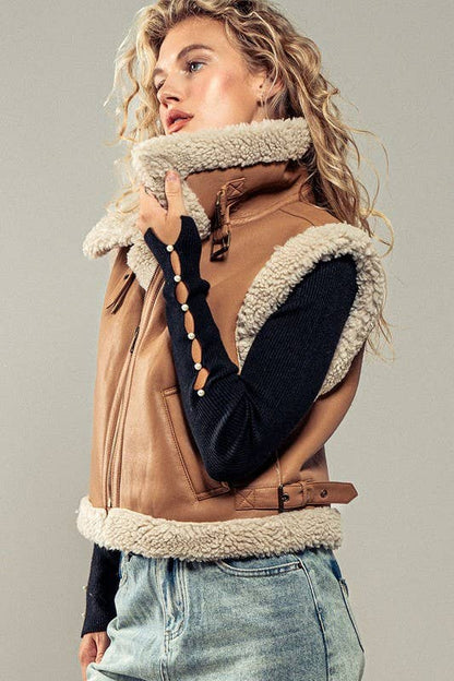 Sherpa Lined Cropped Vest