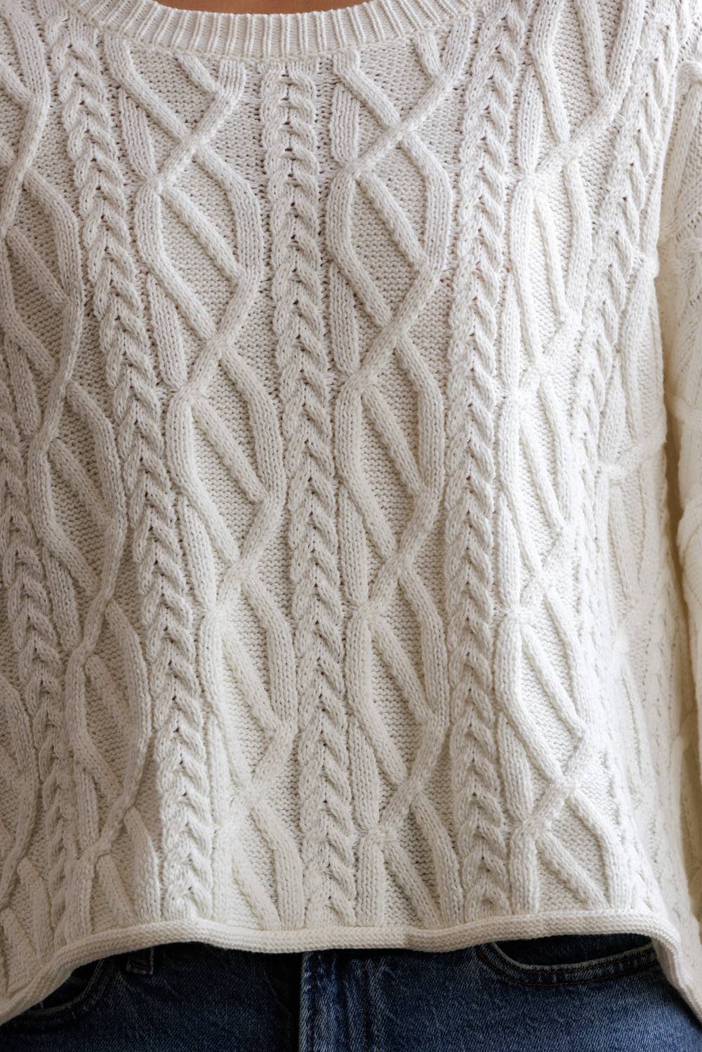 Cable Knit Cropped Sweater
