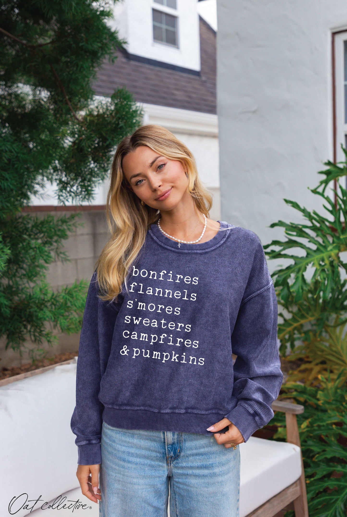 BONFIRES FLANNELS Cropped Thermal Vintage Pullover