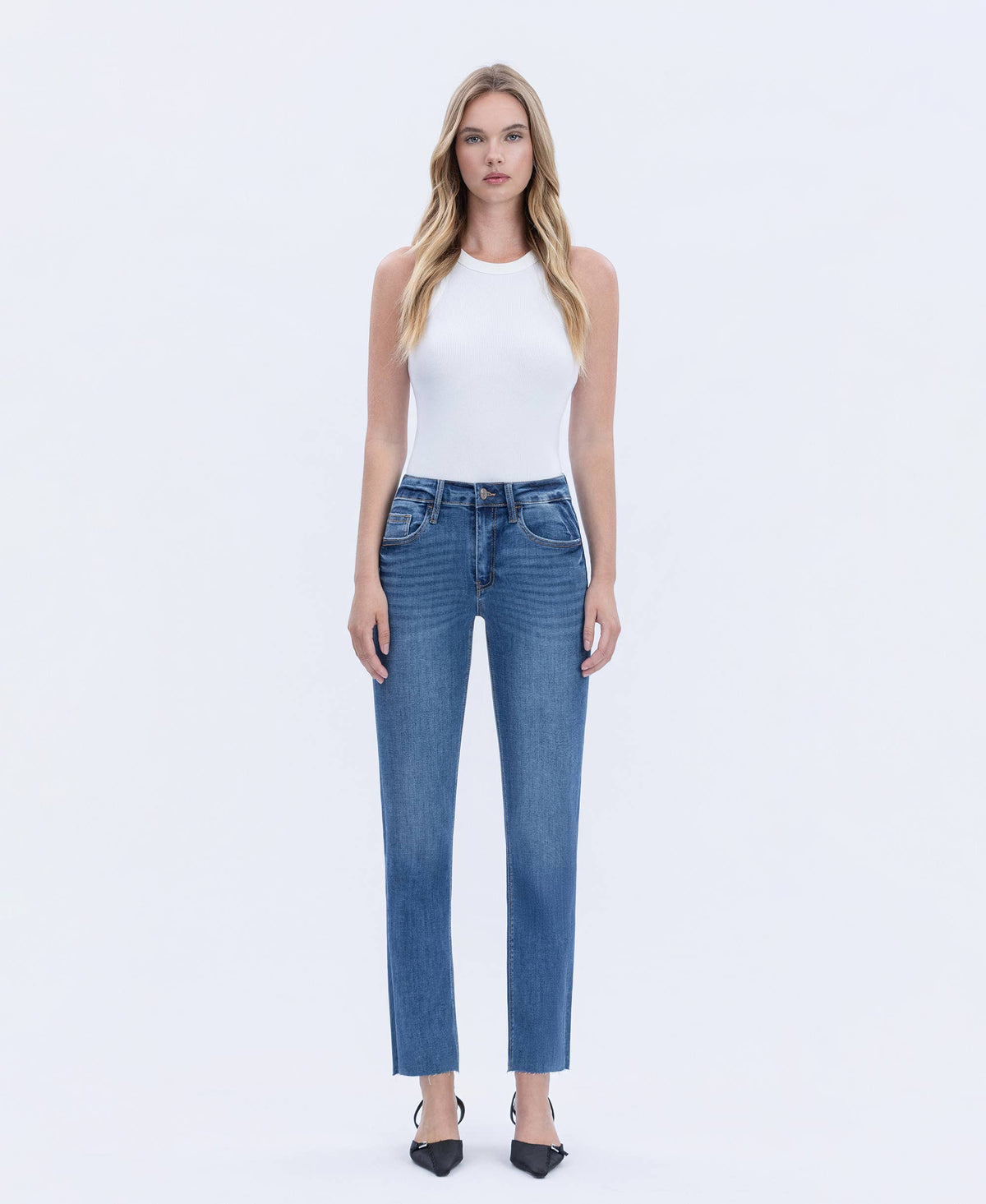 High Rise Slim Straight Jeans