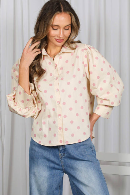Playful Polka Dot Puff Top