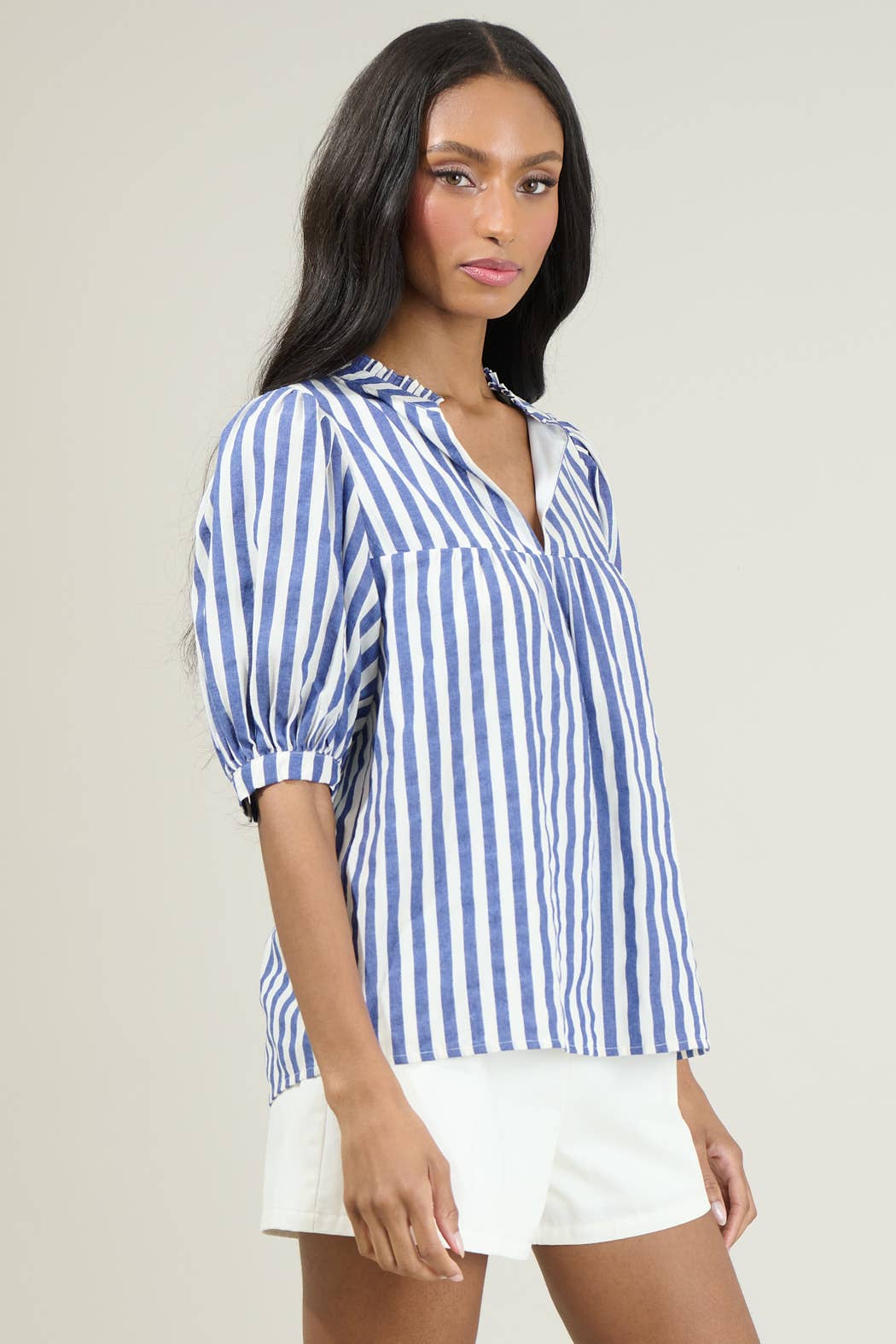 Catana Striped Delano Ruffle Blouse