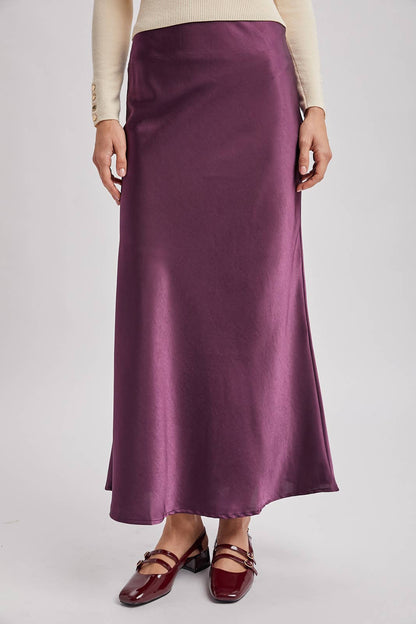 SATIN MIDI SKIRT