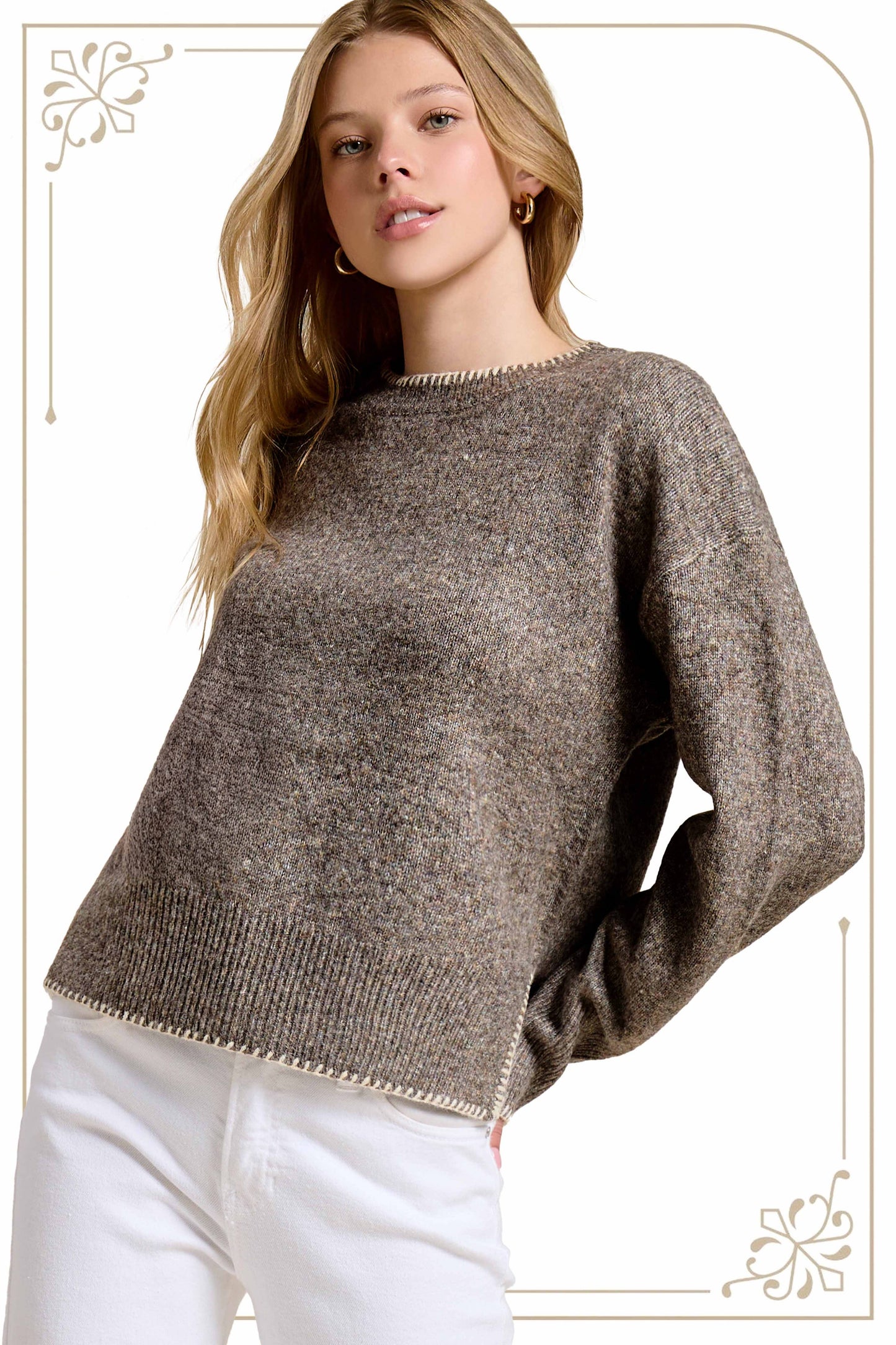 Contrast Stitch Sweater