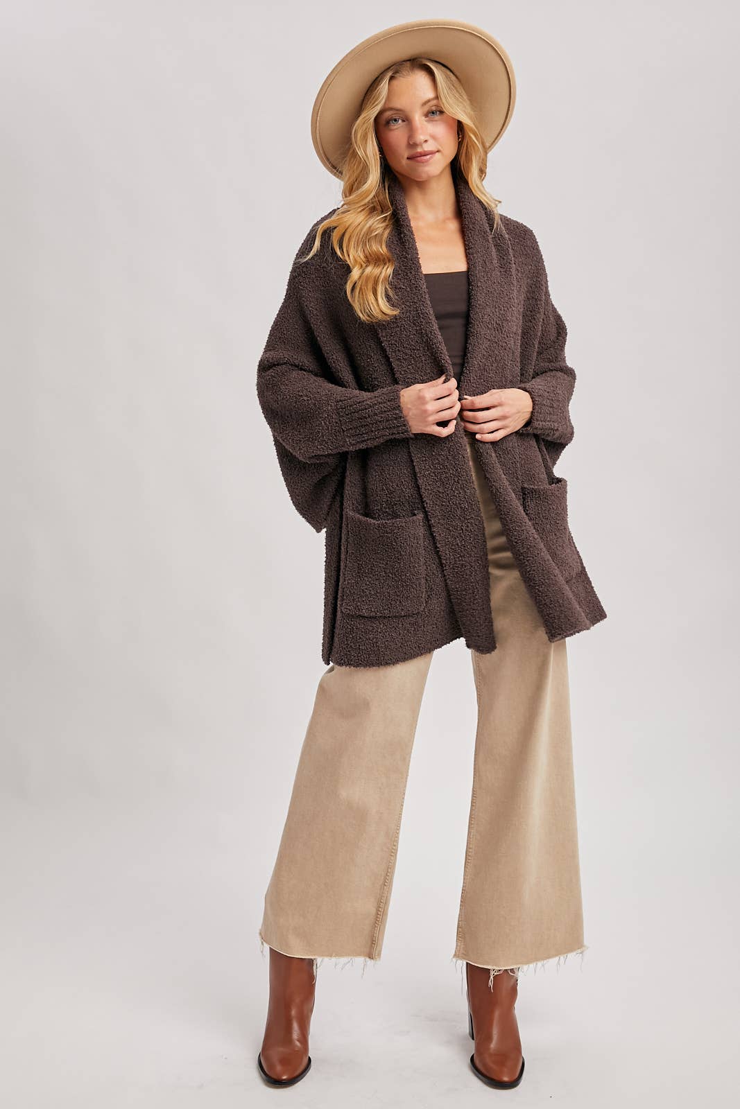 Blanket Wrap Boucle Knit Cardigan