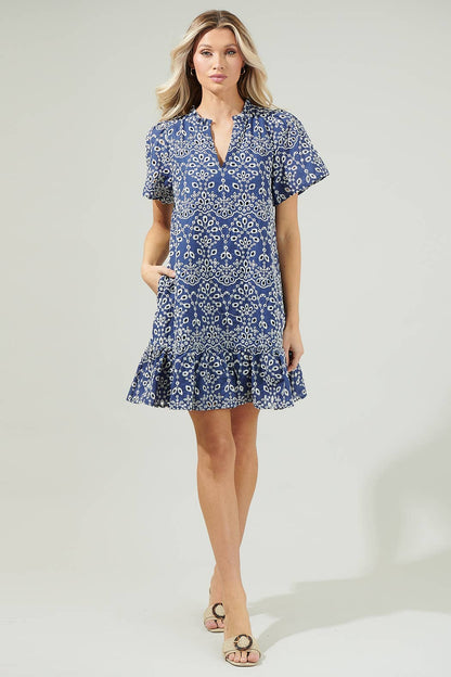 Viridiana Floral Eyelet Mini Dress