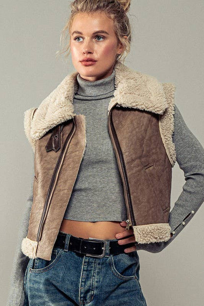 Sherpa Lined Cropped Vest
