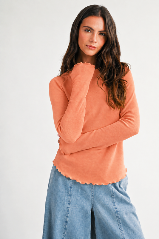Thermal Knit Lettuce Edge Top
