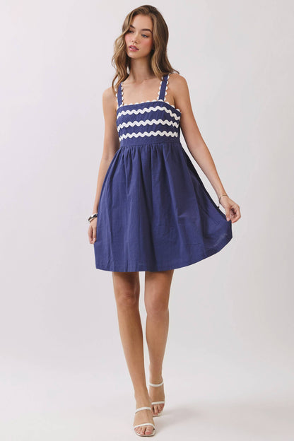 Ric Rac Trim Smocked Mini Dress