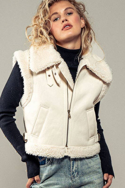 Sherpa Lined Cropped Vest