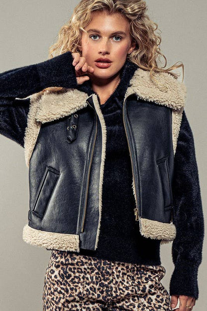 Sherpa Lined Cropped Vest