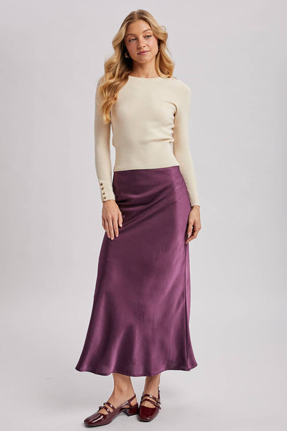 SATIN MIDI SKIRT