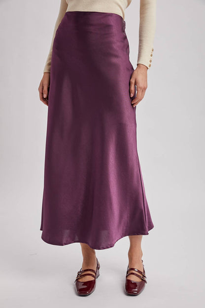 SATIN MIDI SKIRT