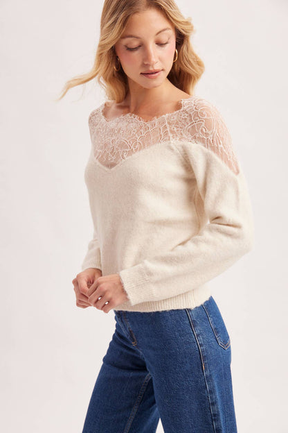 Eyelash Lace Trim Sweater