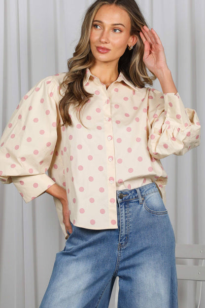 Playful Polka Dot Puff Top