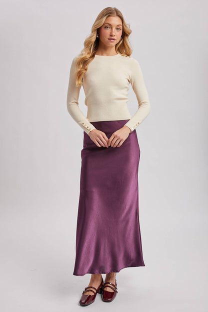 SATIN MIDI SKIRT