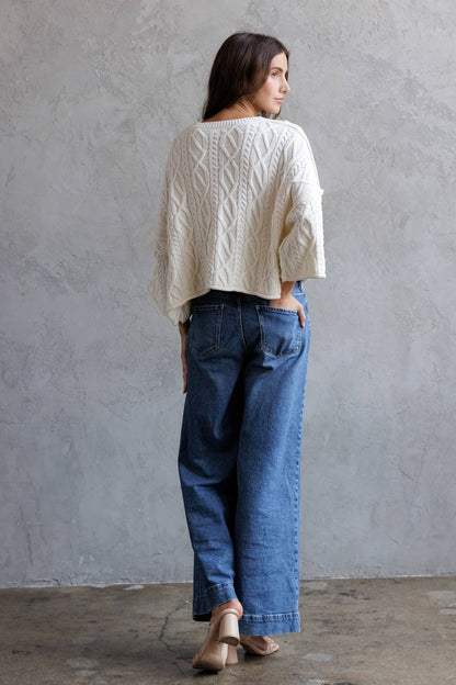 Cable Knit Cropped Sweater