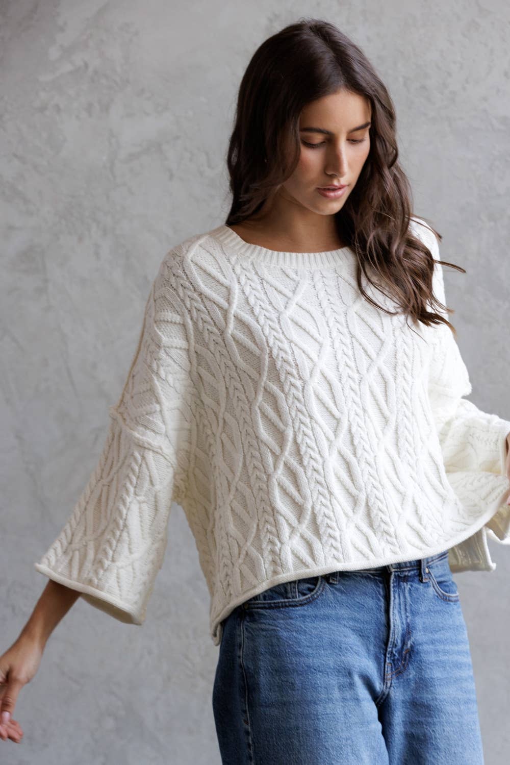Cable Knit Cropped Sweater