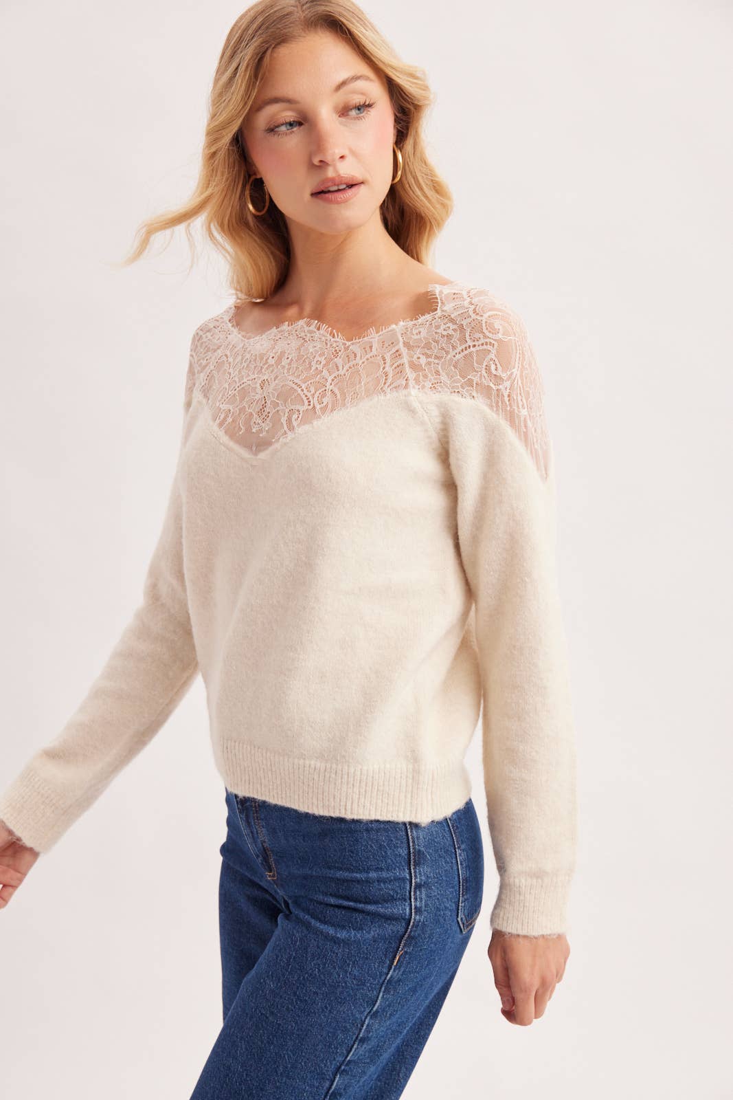 Eyelash Lace Trim Sweater