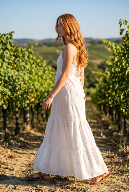 Eyelet Embroidery Cut-Out Maxi Dress