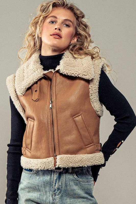 Sherpa Lined Cropped Vest