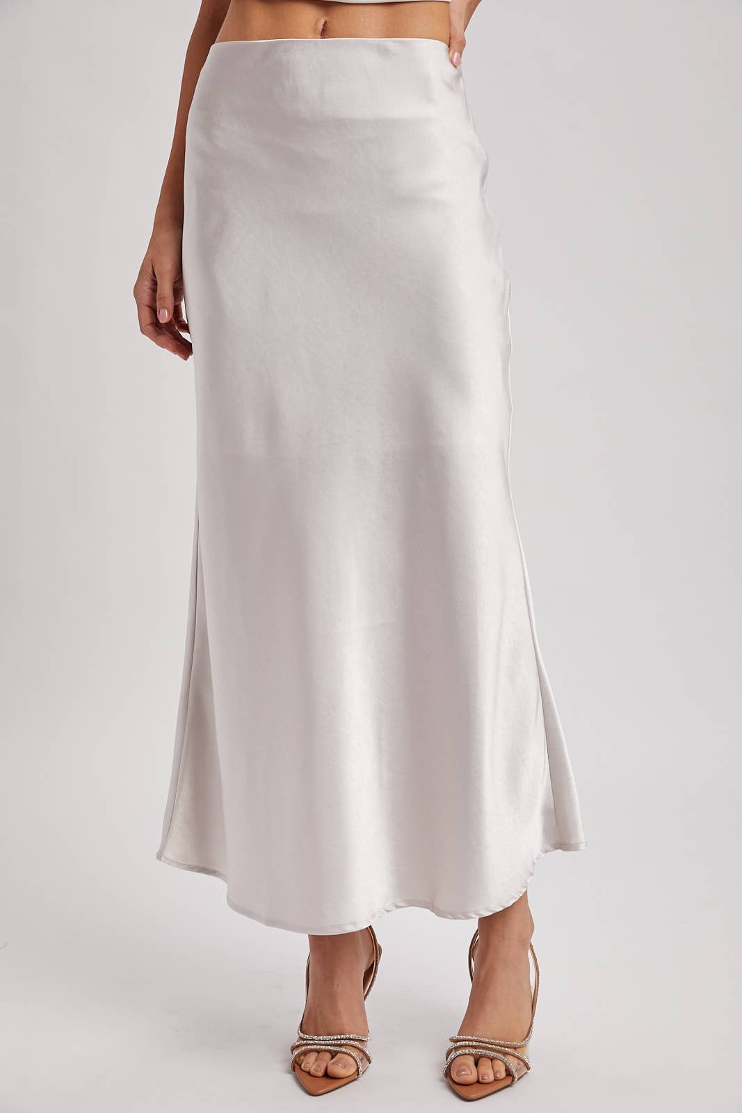 SATIN MIDI SKIRT