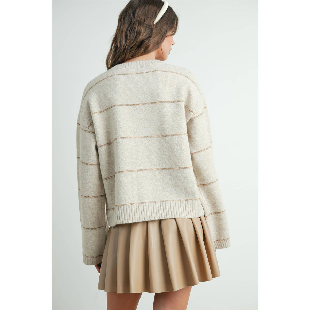 Button Front Striped Cardigan