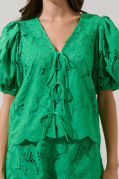 Friona Eyelet Puff Sleeve Top