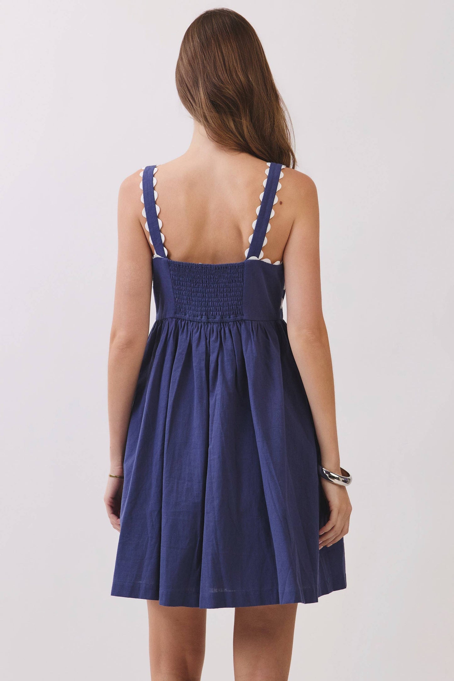 Ric Rac Trim Smocked Mini Dress