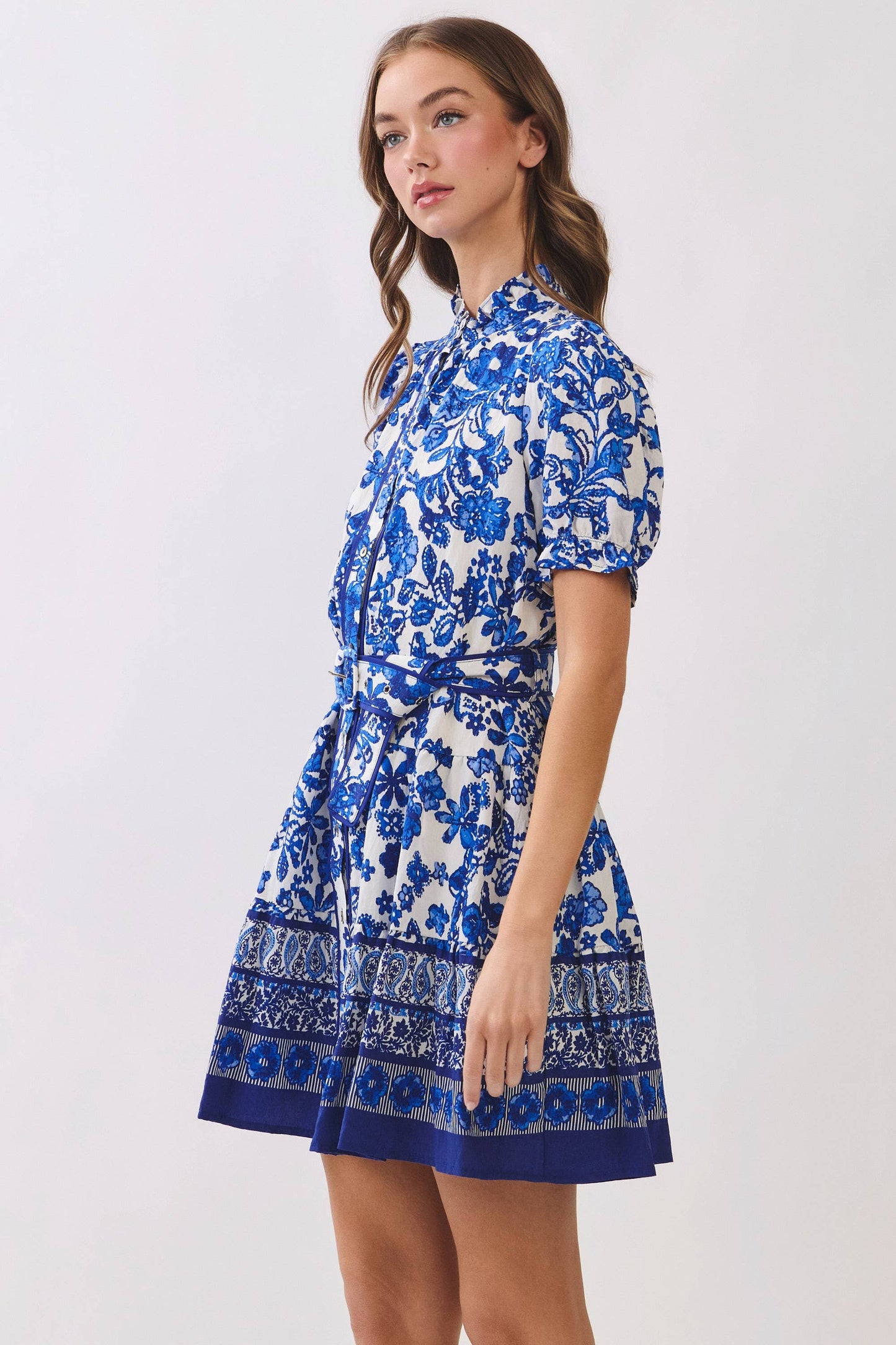 Floral Print Mini Shirt Dress