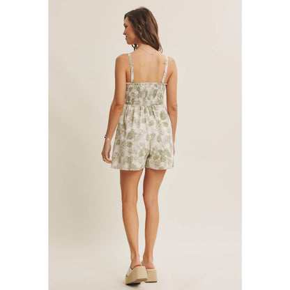 Palm Leaf Smocked Romper