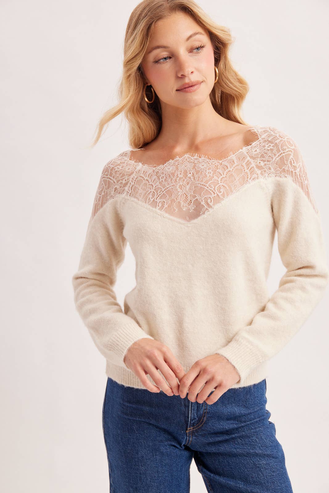 Eyelash Lace Trim Sweater