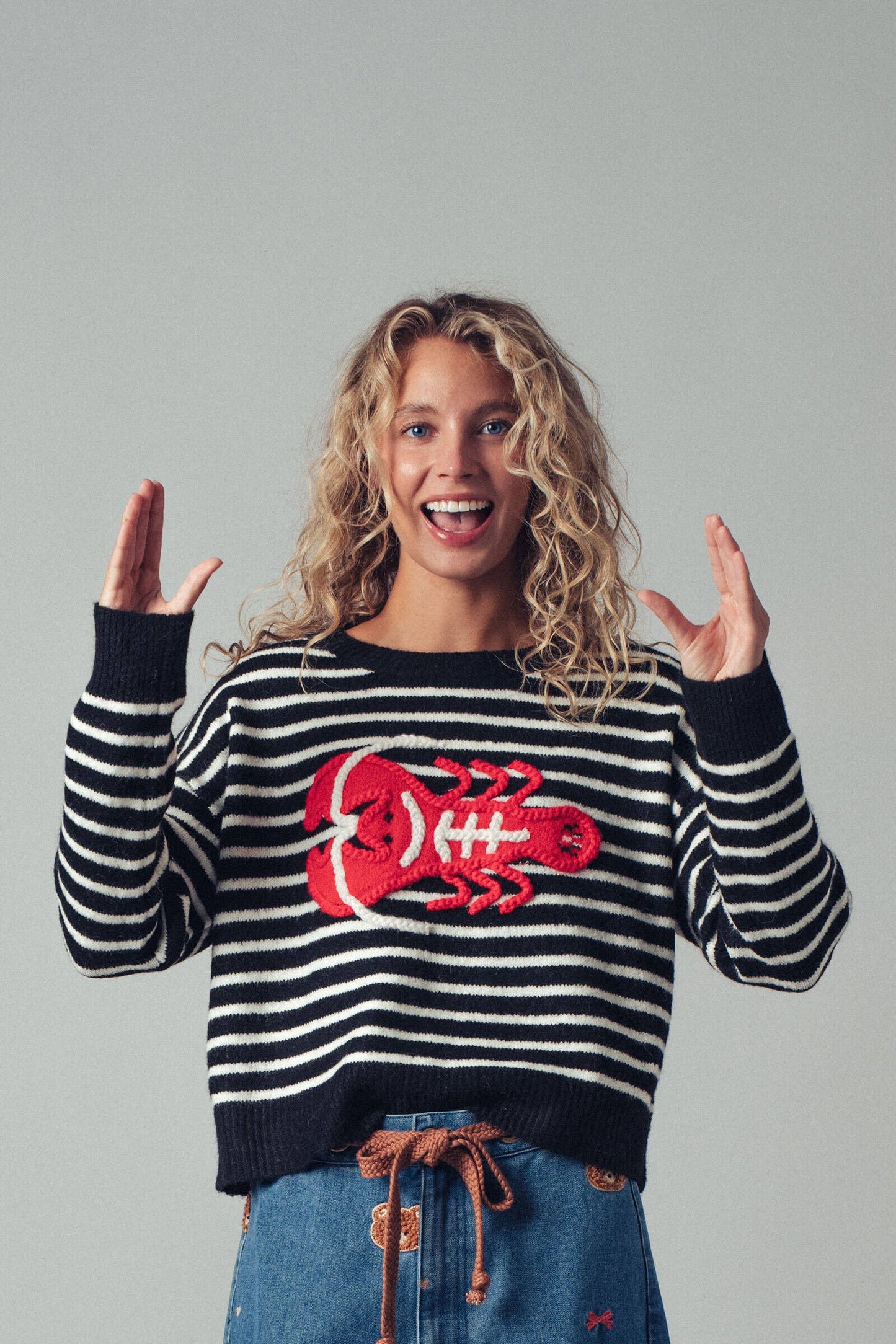 Embroidered Red Lobster Sweater