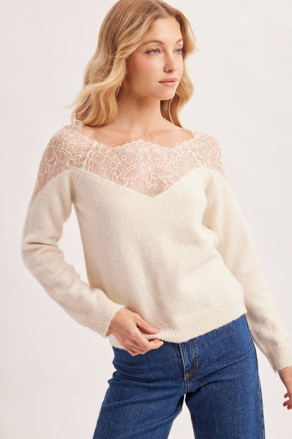 Eyelash Lace Trim Sweater