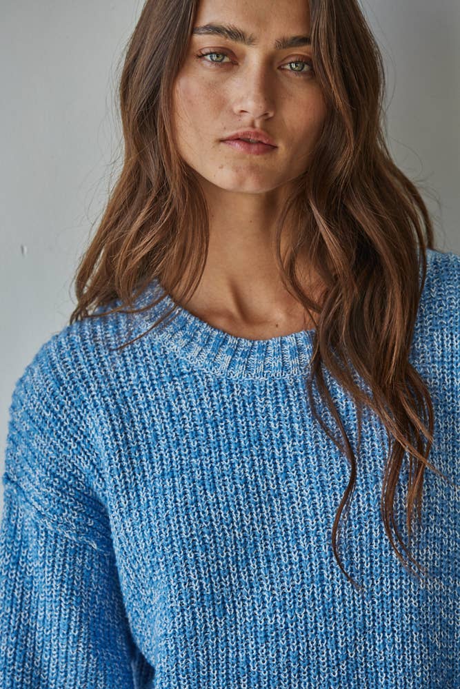 Ribbed High Mock Neck Knit Sweater