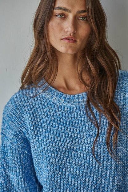 Ribbed High Mock Neck Knit Sweater
