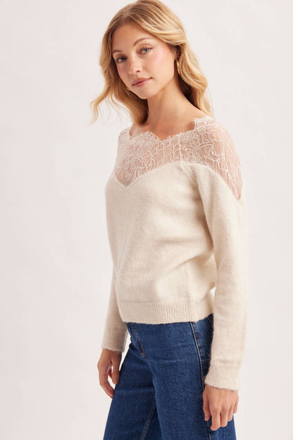 Eyelash Lace Trim Sweater