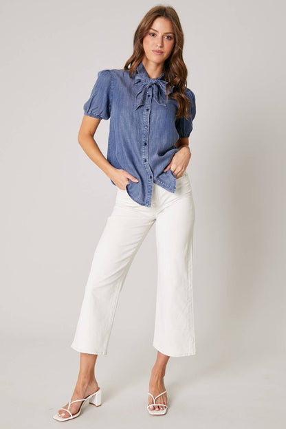 Georgina Button Front  Bow Top