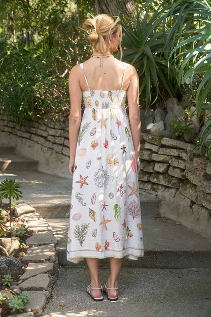 Nautical Print Sleeveless Midi Dress
