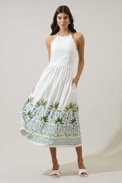 Senara Floral Halter Midi Dress