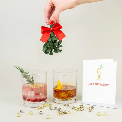 Let's Get Merry Letterpress Card with Cocktail Paper Clip