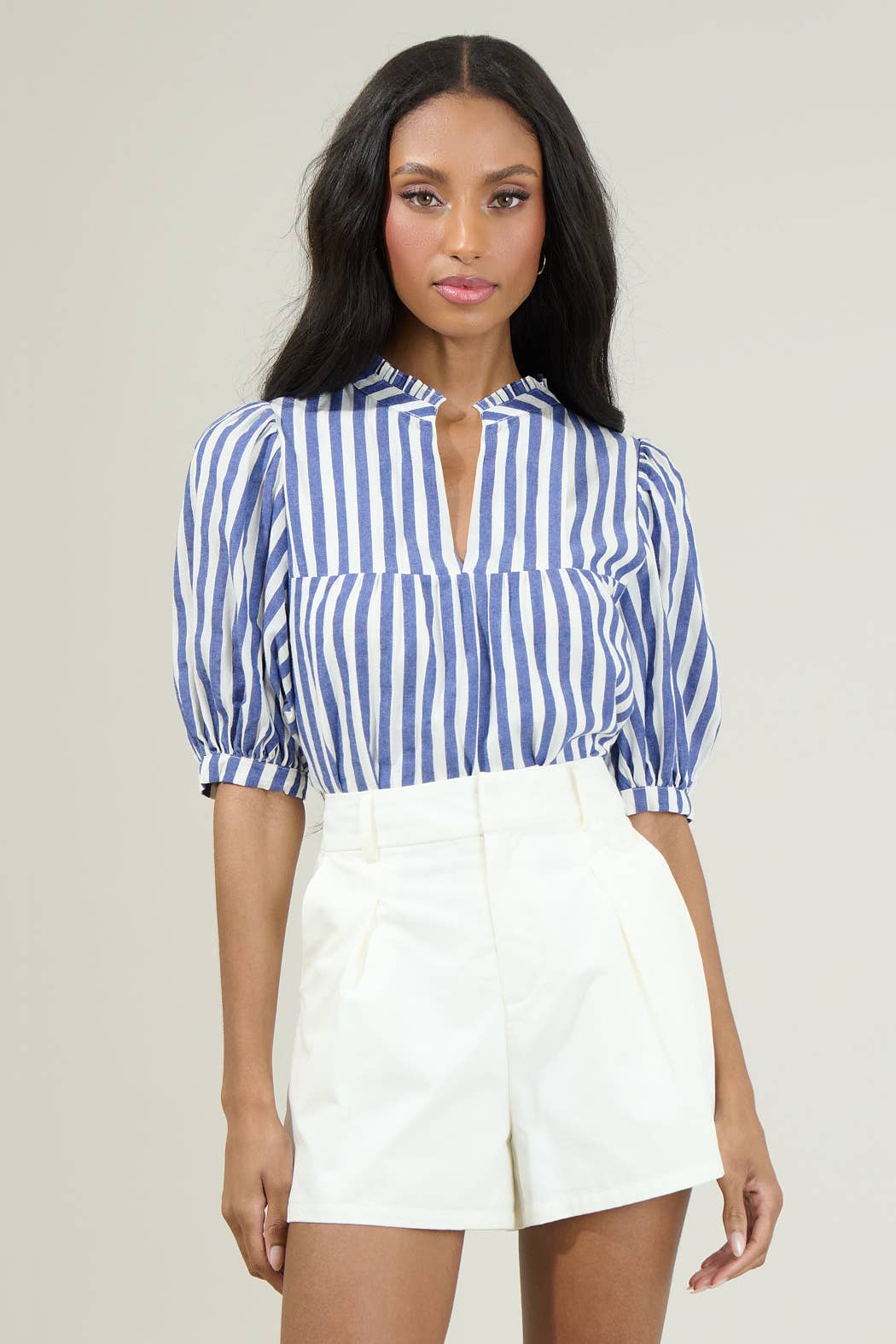 Catana Striped Delano Ruffle Blouse