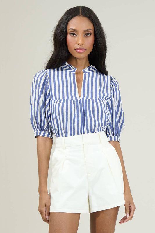 Catana Striped Delano Ruffle Blouse