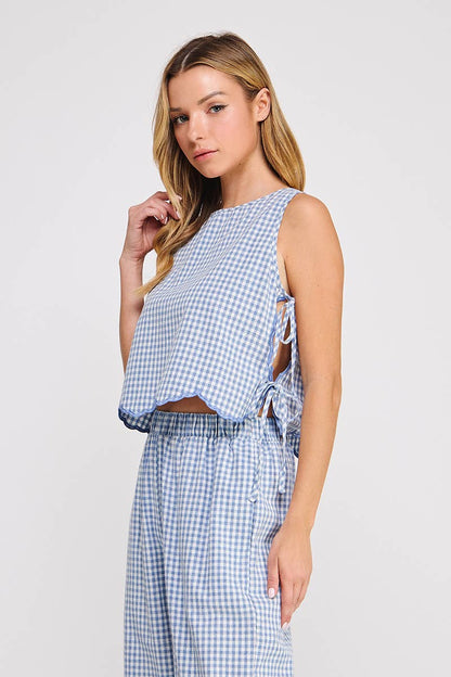 Woven Gingham Tank