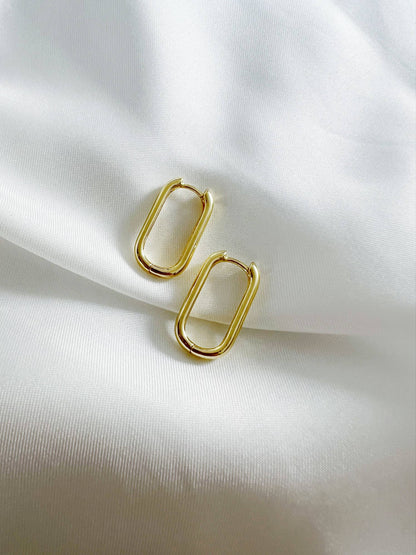 Kamryn Oblong Oval Hoops Earrings Gold Filled