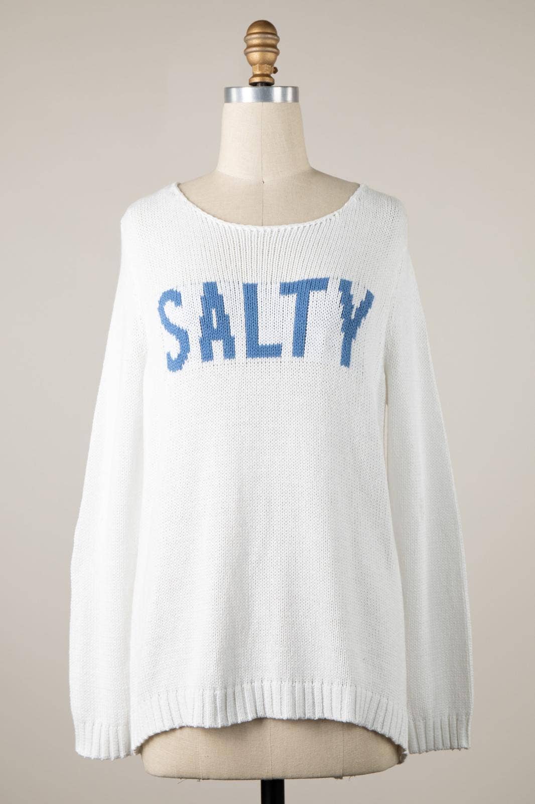 “SALTY” Graphic Knit Sweater